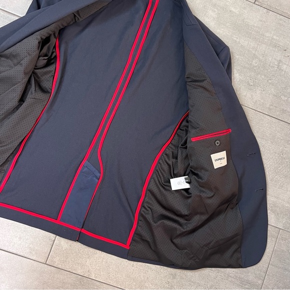 Express Performance Navy Blue Slim Sport Coat Size 44R - Picture 9 of 11